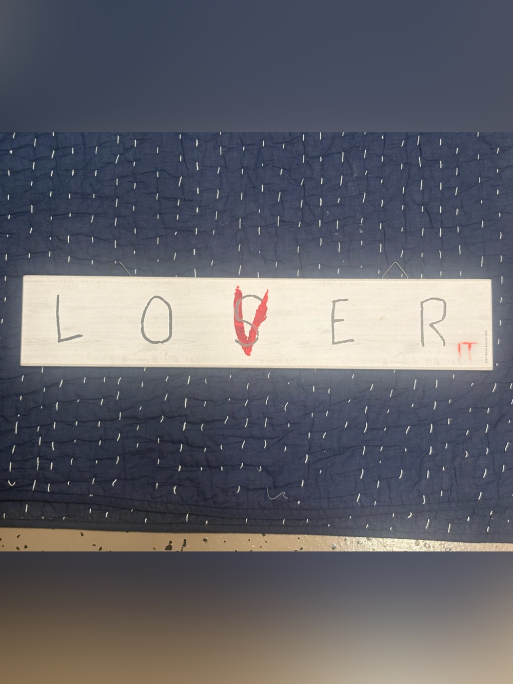 Spirit Halloween “LOVER”  “IT” Wall Plaque in White and Red
